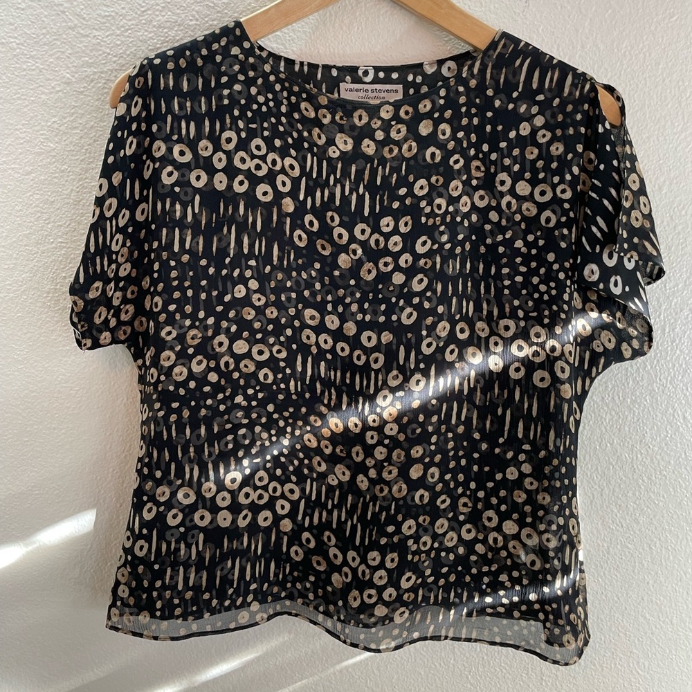 Valerie Stevens Silk Shirt Blouse Abstract Boho Size S